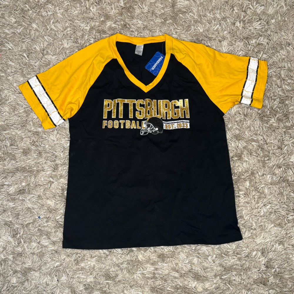 Pittsburgh Football Short Sleeve V-Neck Tee - Black/Gold